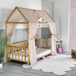 Camel Montessori Bed Canopy, Kids Bed Canopy, Montessori Bed Curtains, Kids Room Decor, Mosquito Net for Bed Nursery, Tulle Canopy