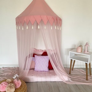 Kids Play Tent for Girls Soft Smooth Canopy Bedding Reading Nook Kids Room Decor Mosquito Net Pink