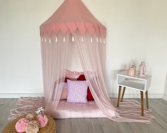 Kids Play Tent for Girls Soft Smooth Canopy Bedding Reading Nook Kids Room Decor Mosquito Net Pink