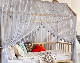 Montessori Bed Canopy, Kids Bed Canopy, Montessori Bed Curtains, Crib Netting, Kids Room Decor, Mosquito Net for Bed Nursery, Tulle Canopy