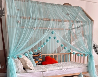 Montessori Bed Canopy, Kids Bed Canopy, Montessori Bed Gordijnen, Wieg Netting, Kinderkamer Decor, Klamboe voor Bed Kinderkamer, Tulle Canopy