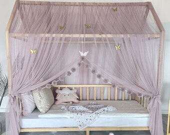 Montessori Bed Canopy, Kids Bed Canopy, Montessori Bed Curtains, Crib Netting, Kids Room Decor, Mosquito Net for Bed Nursery, Tulle Canopy