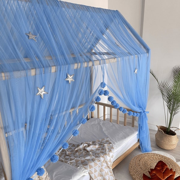 Baldaquin de lit Montessori, baldaquin de lit pour enfant, rideaux de lit Montessori, filet pour lit de bébé, décoration de chambre d'enfant, moustiquaire pour chambre de bébé, baldaquin en tulle