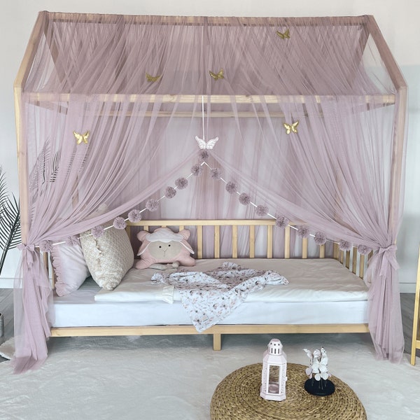 Montessori Bed Canopy, Kids Bed Canopy, Montessori Bed Curtains, Crib Netting, Kids Room Decor, Mosquito Net for Bed Nursery, Tulle Canopy