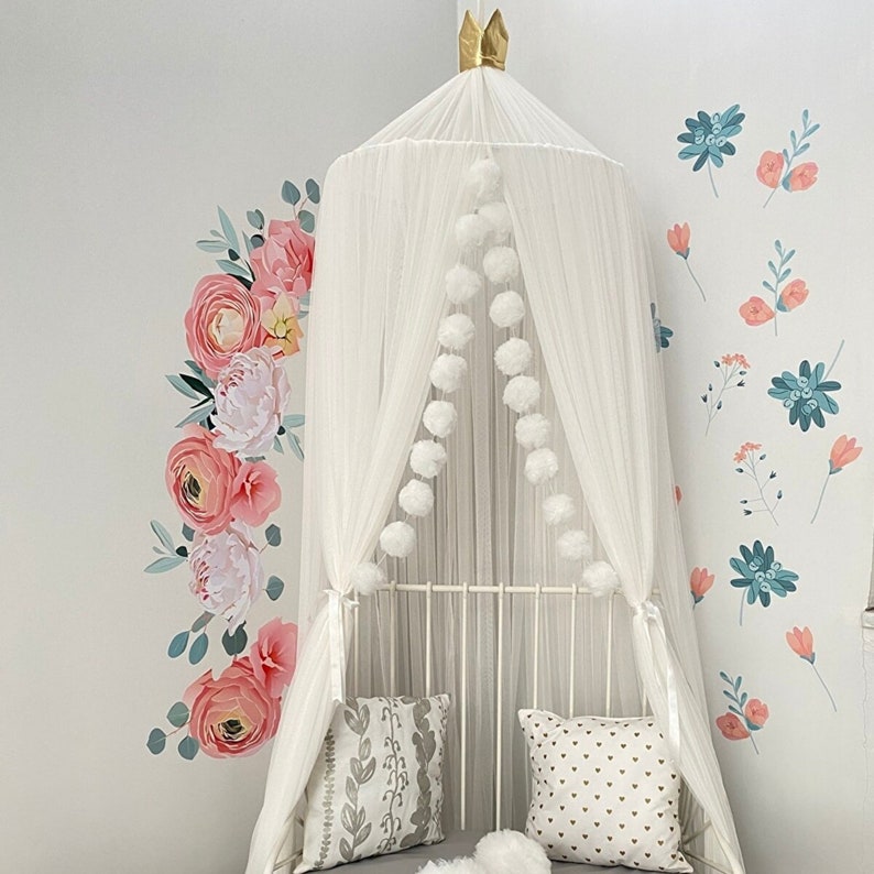 Kids Bed Canopy for Girls Soft Smooth Play Tent Crib Etsy