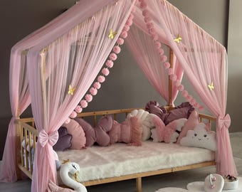 Luxury Montessori Canopy,Pink,Canopy Bed Curtains,Canopy For Crib,Montessori Canopy,Bed Canopy,Canopy Tent,Customized Bed Canopy