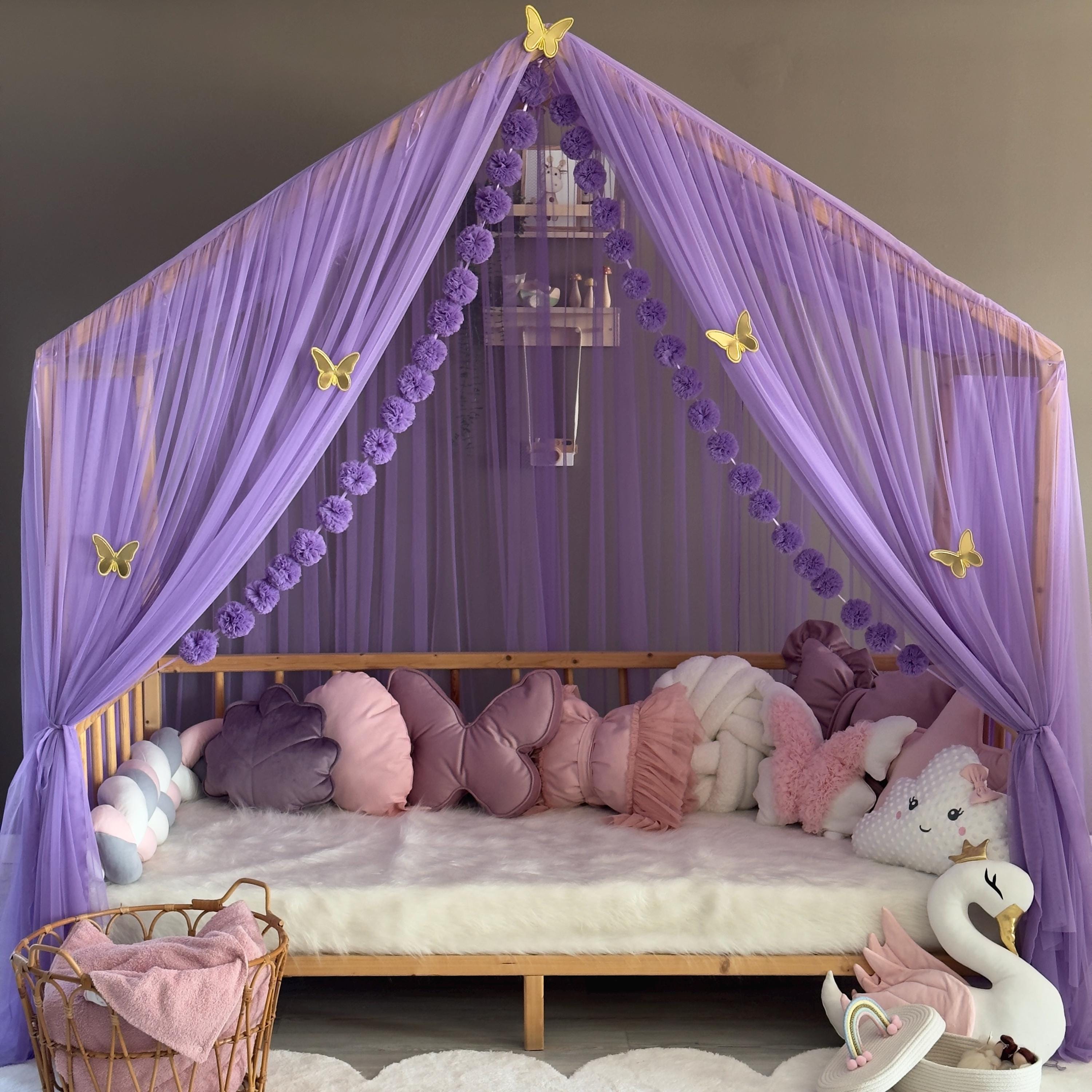 高級モンテッソーリキャノピー、ライラック、キャノピーベッドカーテン