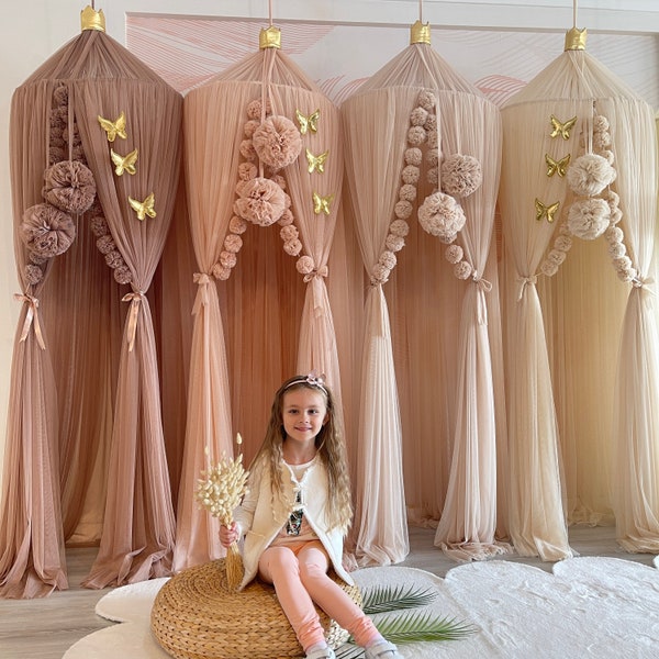 Kids Bed Canopy, Kids Canopy, Crib Netting, Reading Nook, Kids Room Decor, Mosquito Net for Bed Nursery, Bed Curtains, Tulle Canopy