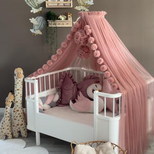 Rose Betthimmel mit Ständer - Weicher Baby Betthimmel, Elegante Prinzessin Bett Dekoration, Babyzimmer Dekoration Bild 1