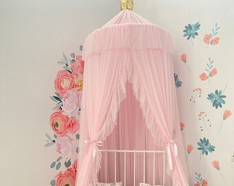 Pink Princess Canopy, Bed Canopy,Hanging Play,Crib canopy,Children's Canopy,Reading Book Nook,Montessori Bed,Kids Canopy,Bohemian Canopy,