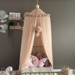 Light Powder Canopy ,Tulle Bed Canopy,Bed Baldachin,Montessori Bed, Canopy Bed Curtains,Children's Mosquito Net, Mosquito Net, Tulle Canopy image 8