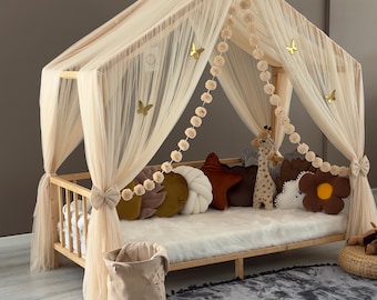 Luxury Montessori Canopy, Honey Foam, Canopy Bed Curtains,Canopy For Crib, Montessori Canopy, Bed Canopy, Canopy Tent, Customized Bed Canopy