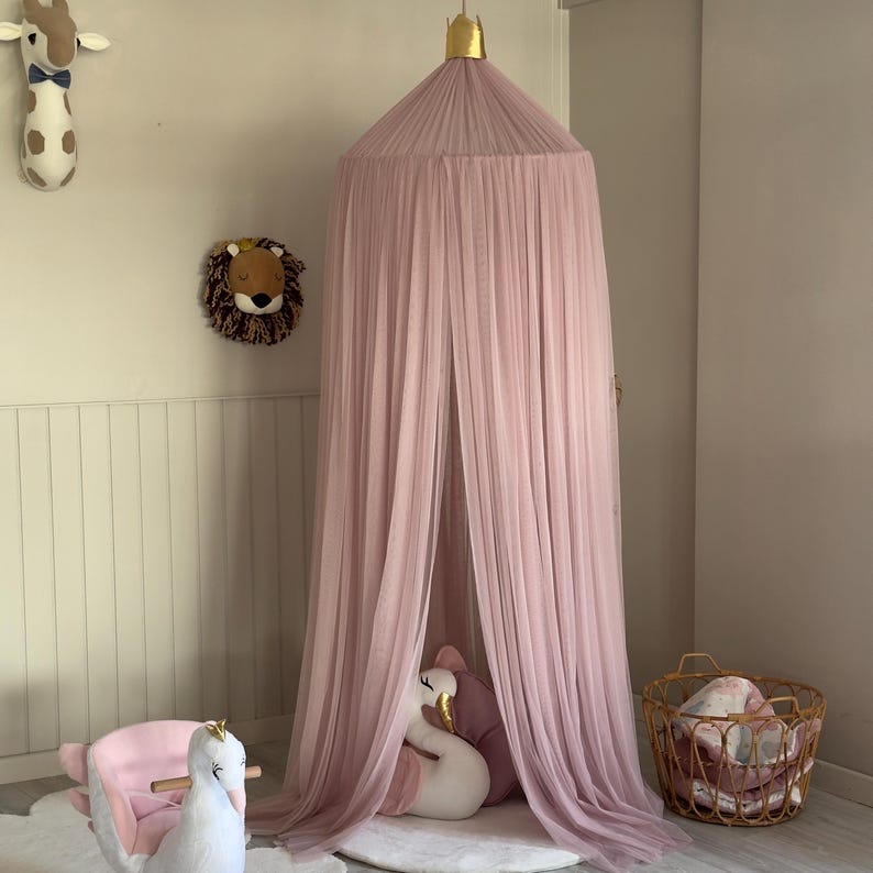 Blush Pink Canopy, Tulle Bed Canopy, Bed Baldachin, Montessori Bed, Canopy Bed Curtains, Children's Mosquito Net, Mosquito Net, Tulle Canopy image 7