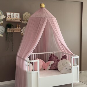 Blush Pink Canopy, Tulle Bed Canopy, Bed Baldachin, Montessori Bed, Canopy Bed Curtains, Children's Mosquito Net, Mosquito Net, Tulle Canopy image 15