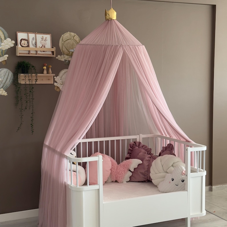 Blush Pink Canopy, Tulle Bed Canopy, Bed Baldachin, Montessori Bed, Canopy Bed Curtains, Children's Mosquito Net, Mosquito Net, Tulle Canopy image 15