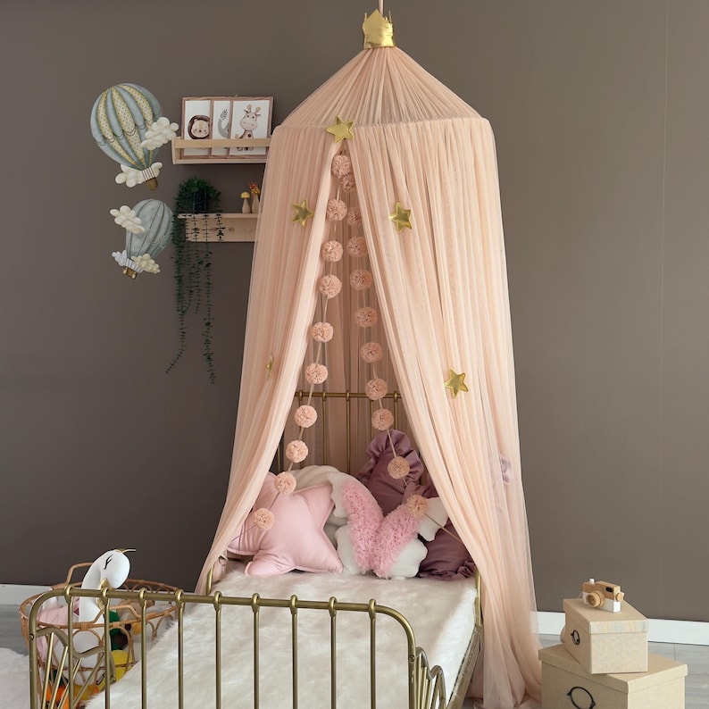 Light Powder Canopy ,Tulle Bed Canopy,Bed Baldachin,Montessori Bed, Canopy Bed Curtains,Children's Mosquito Net, Mosquito Net, Tulle Canopy image 10