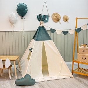Green Teepee Tent, Teepee for kids, Children&#39;s Teepee, Play Tent, Indoor Playroom