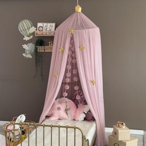 Blush Pink Canopy, Tulle Bed Canopy, Bed Baldachin, Montessori Bed, Canopy Bed Curtains, Children's Mosquito Net, Mosquito Net, Tulle Canopy image 11