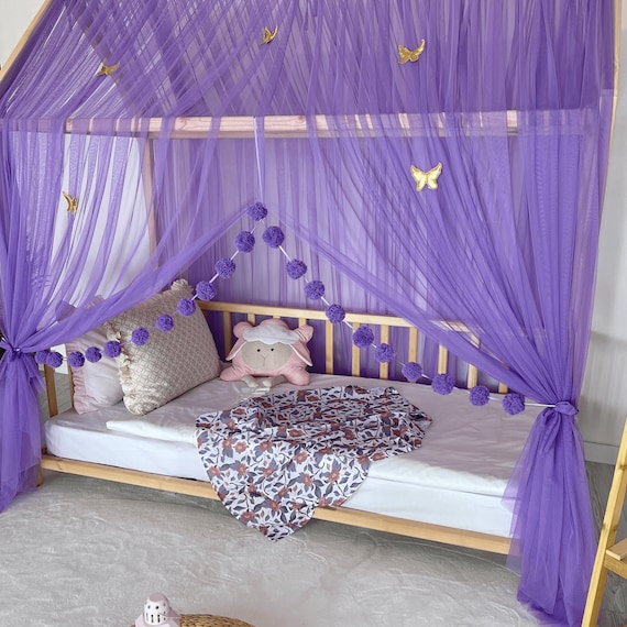 Dosel de cama para niños para niñas, dosel Montessori suave y liso, red de  cuna, decoración de habitación para niños, mosquitera para guardería,  cortinas de cama de tul -  México