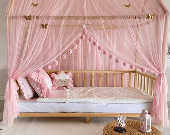 Montessori Bed Canopy, Kids Bed Canopy, Montessori Bed Curtains, Crib Netting, Kids Room Decor, Mosquito Net for Bed Nursery, Tulle Canopy