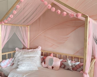 Montessori Bed Canopy, Kids Bed Canopy, Montessori Bed Curtains, Crib Netting, Kids Room Decor, Mosquito Net for Bed Nursery, Tulle Canopy