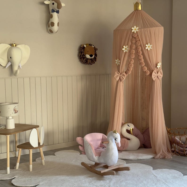 Light Powder Canopy ,Tulle Bed Canopy,Bed Baldachin,Montessori Bed, Canopy Bed Curtains,Children's Mosquito Net, Mosquito Net, Tulle Canopy image 2