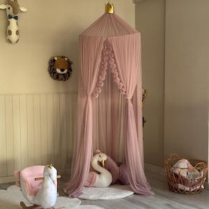 Blush Pink Canopy, Tulle Bed Canopy, Bed Baldachin, Montessori Bed, Canopy Bed Curtains, Children's Mosquito Net, Mosquito Net, Tulle Canopy image 6