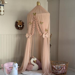 Light Powder Canopy ,Tulle Bed Canopy,Bed Baldachin,Montessori Bed, Canopy Bed Curtains,Children's Mosquito Net, Mosquito Net, Tulle Canopy image 4