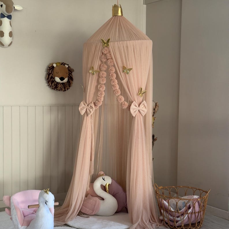 Light Powder Canopy ,Tulle Bed Canopy,Bed Baldachin,Montessori Bed, Canopy Bed Curtains,Children's Mosquito Net, Mosquito Net, Tulle Canopy image 4