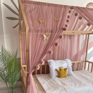 Montessori-Betthimmel, Kinderbetthimmel, Montessori-Bettvorhänge, Krippennetz, Kinderzimmerdekor, Moskitonetz für Bettkinderzimmer, Tüll-Baldachin Bild 8