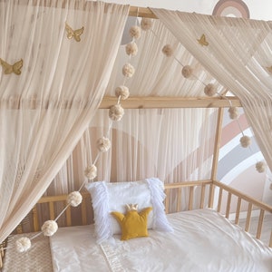 Dosel de cama Montessori, dosel de cama para niños, cortinas de cama Montessori, red de cuna, decoración de habitación para niños, mosquitera para guardería, dosel de tul imagen 7