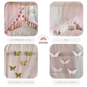 Dosel de cama Montessori, dosel de cama para niños, cortinas de cama Montessori, red de cuna, decoración de habitación para niños, mosquitera para guardería, dosel de tul imagen 9