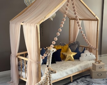 Camel Montessori Bed Canopy, Kids Bed Canopy, Montessori Bed Curtains, Kids Room Decor, Mosquito Net for Bed Nursery, Tulle Canopy