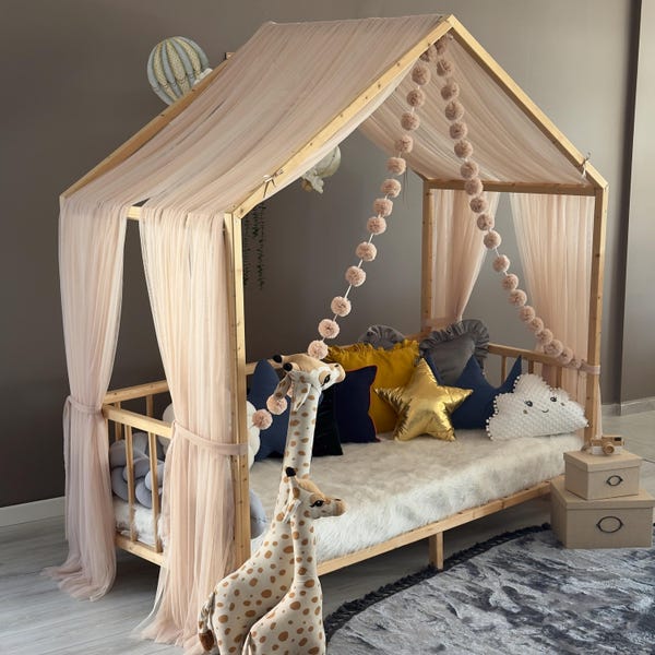 Camel Montessori Bed Canopy, Kids Bed Canopy, Montessori Bed Curtains, Kids Room Decor, Mosquito Net for Bed Nursery, Tulle Canopy