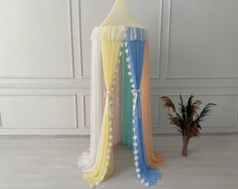 Rainbow Canopy,Bed Canopy,Hanging Play,Crib canopy,Children's Canopy,Reading Book Nook,Montessori Bed,Kids Canopy,Bohemian Canopy,Canopy Bed