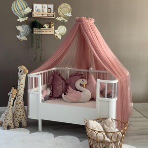 Rose Betthimmel mit Ständer - Weicher Baby Betthimmel, Elegante Prinzessin Bett Dekoration, Babyzimmer Dekoration Bild 9