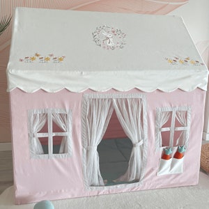Play Tent with Mat, Kids Playhouse with Windows Easy to Wash, Indoor and Outdoor Play Castle Kids Tent For Girls image 5