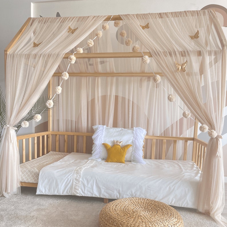Montessori Bed Canopy, Kids Bed Canopy, Montessori Bed Curtains, Crib Netting, Kids Room Decor, Mosquito Net for Bed Nursery, Tulle Canopy image 8