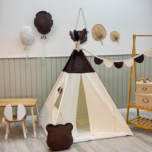 Braunes Tipi-Zelt, Tipi für Kinder, Kinder-Tipi, Spielzelt, Indoor-Spielzimmer