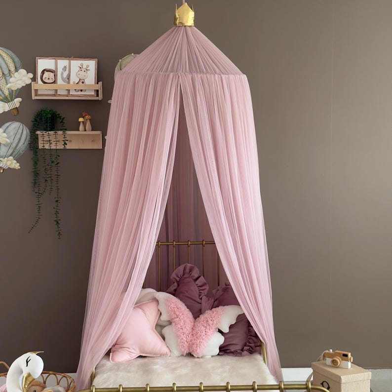 Blush Pink Canopy, Tulle Bed Canopy, Bed Baldachin, Montessori Bed, Canopy Bed Curtains, Children's Mosquito Net, Mosquito Net, Tulle Canopy image 12