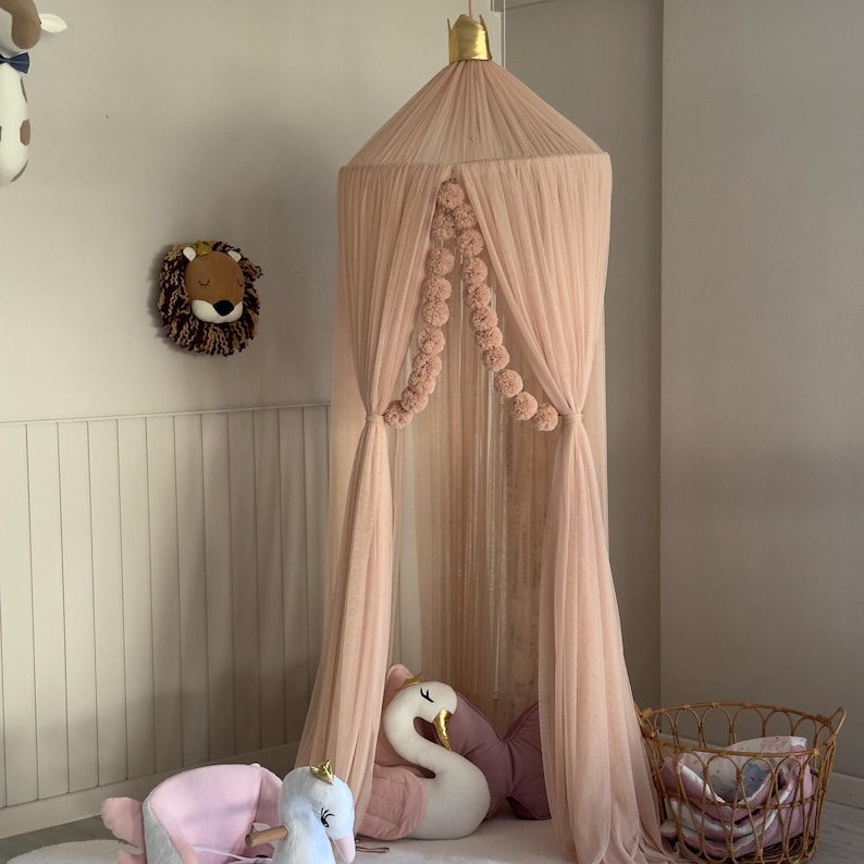 Light Powder Canopy ,Tulle Bed Canopy,Bed Baldachin,Montessori Bed, Canopy Bed Curtains,Children's Mosquito Net, Mosquito Net, Tulle Canopy image 5