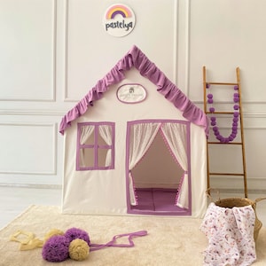 Play Tent with Mat, Customised Kids Playhouse, Easy to Wash, Indoor and Outdoor Play Castle Kids Tent For Girls