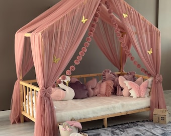 Luxury Montessori Canopy, Rose, Canopy Bed Curtains, Canopy For Crib, Montessori Canopy,Bed Canopy, Canopy Tent, Customized Bed Canopy