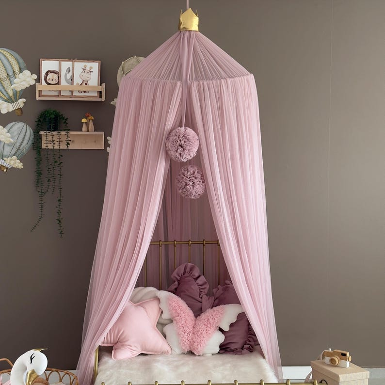 Blush Pink Canopy, Tulle Bed Canopy, Bed Baldachin, Montessori Bed, Canopy Bed Curtains, Children's Mosquito Net, Mosquito Net, Tulle Canopy image 10