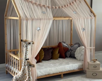 Camel Montessori Bed Canopy, Kids Bed Canopy, Montessori Bed Curtains, Kids Room Decor, Mosquito Net for Bed Nursery, Tulle Canopy