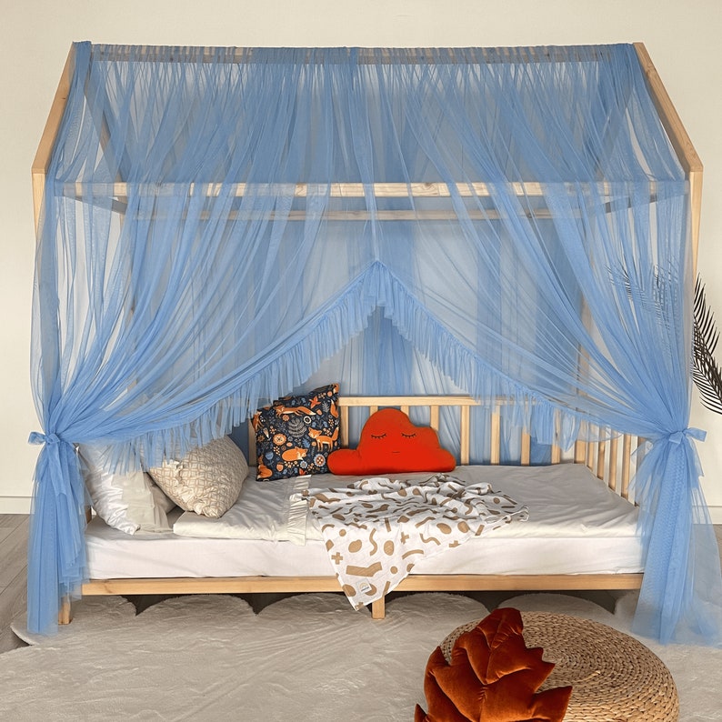 Baldaquin de lit Montessori, baldaquin de lit pour enfant, rideaux de lit Montessori, filet pour lit de bébé, décoration de chambre d'enfant, moustiquaire pour chambre de bébé, baldaquin en tulle image 5