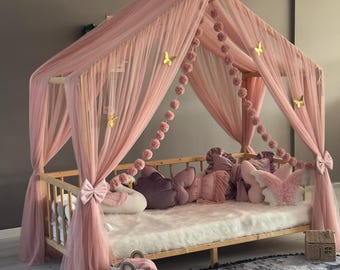 Luxury Montessori Canopy, Powder, Canopy Bed Curtains, Canopy For Crib, Montessori Canopy, Bed Canopy, Canopy Tent, Customized Bed Canopy
