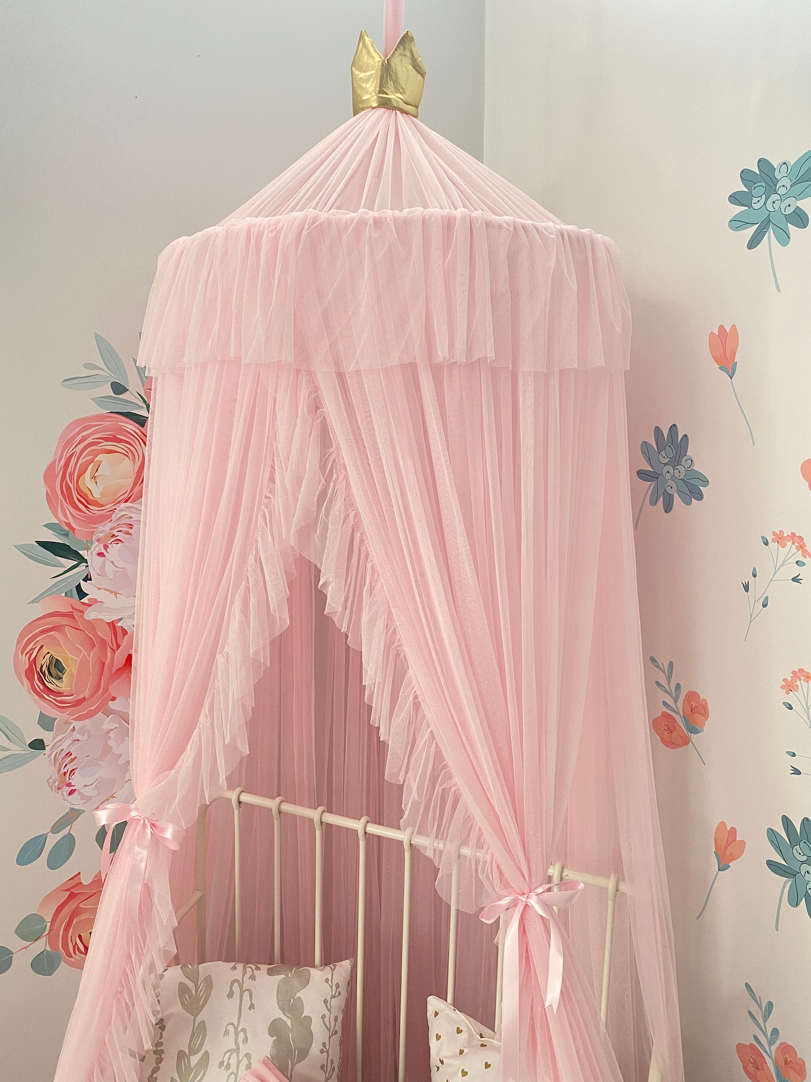 Pink Princess Canopy Bed Canopyhanging Playcrib Etsy