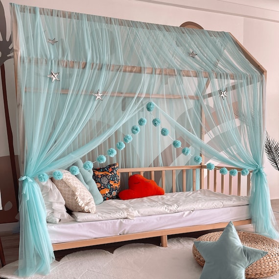 Auvent de lit pour enfants pour filles, auvent Montessori doux et lisse,  filet de berceau, décoration de chambre d'enfant, moustiquaire pour lit de  chambre d'enfant, rideaux de lit en tulle 