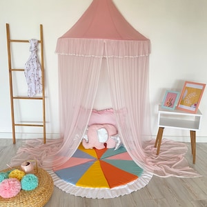 Kids Play Tent for Girls Soft Smooth Canopy Bedding Reading Nook Kids Room Decor Mosquito Net Pink Tulle